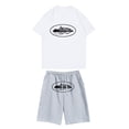 thumbnail image 1 of Conjunto de jogging informal para niños combinado con pantalones cortos de manga corta Conjunto de dos piezas, 1 of 2