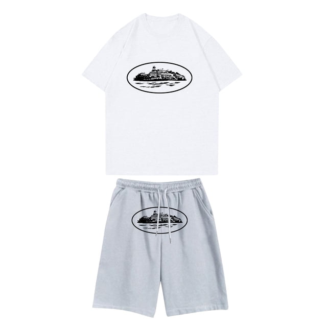 Conjunto de jogging informal para niños combinado con pantalones cortos de manga corta Conjunto de dos piezas