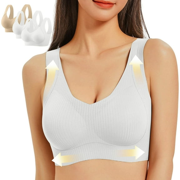 3 Pack Womens Seamless Sports Bra, Plus Size Wireless Comfortable Yoga Sports Brassiere, No Underwire Push up Bralette