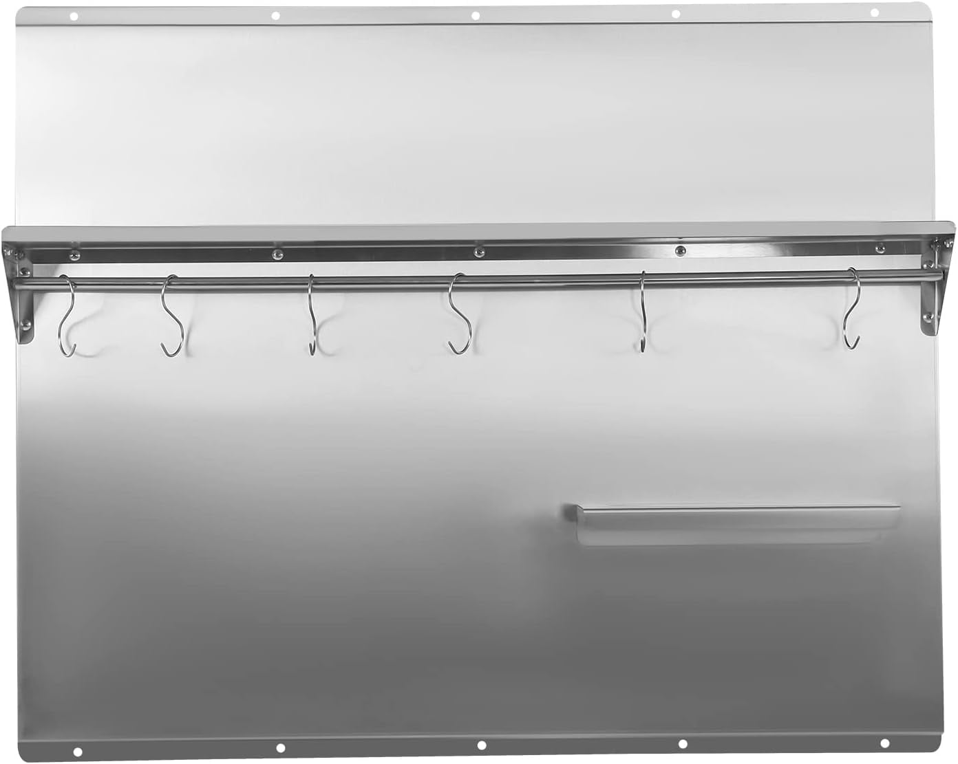 Range Backsplash with Shelf 36x 29.5 Inch Range Hood Wall Shield, Stainless Steel Backsplash Silver Splash Plate with Built-in Storage Shelf and Hanging Rack