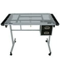 ZENY Drafting Table Craft with Glass Top Drawing Desk Art Work Station