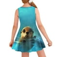 thumbnail image 2 of FOR U DESIGNS Otter Graphic Formal Dresses for Girls Tank Top Dress Adorable Sleeveless Midi Dress Size 9-10T Teen Kids Pink Knee Length Princess Dress, Blue, 2 of 6