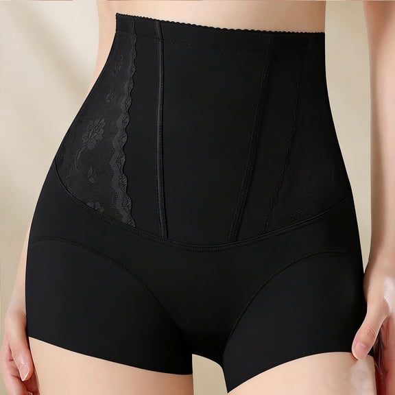 Womens High Waisted Tummy Control Shapewear Seamless Breathable Lace Side Panels Firm Compression Body Shaping Panties Black M to XXXL,Size 3XL