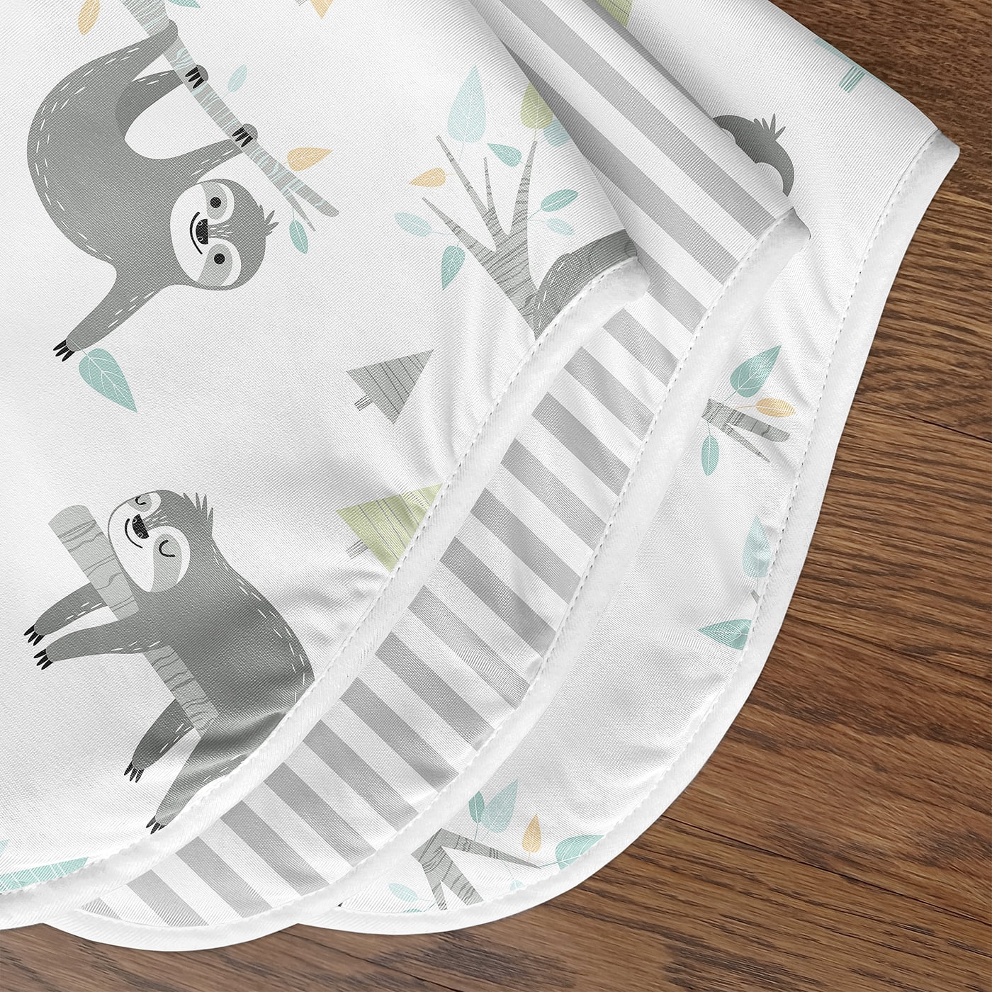 Sweet Jojo Designs Sloth Blue Grey and White Absorbent Burp Cloths 3 Piece Set