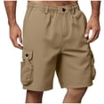 thumbnail image 2 of Tauxra Cargo Shorts for Men with Elastic Waist Multi Pockets Casual Summer Solid Color Button Zipper Everyday Outdoor Wear, 2 of 7
