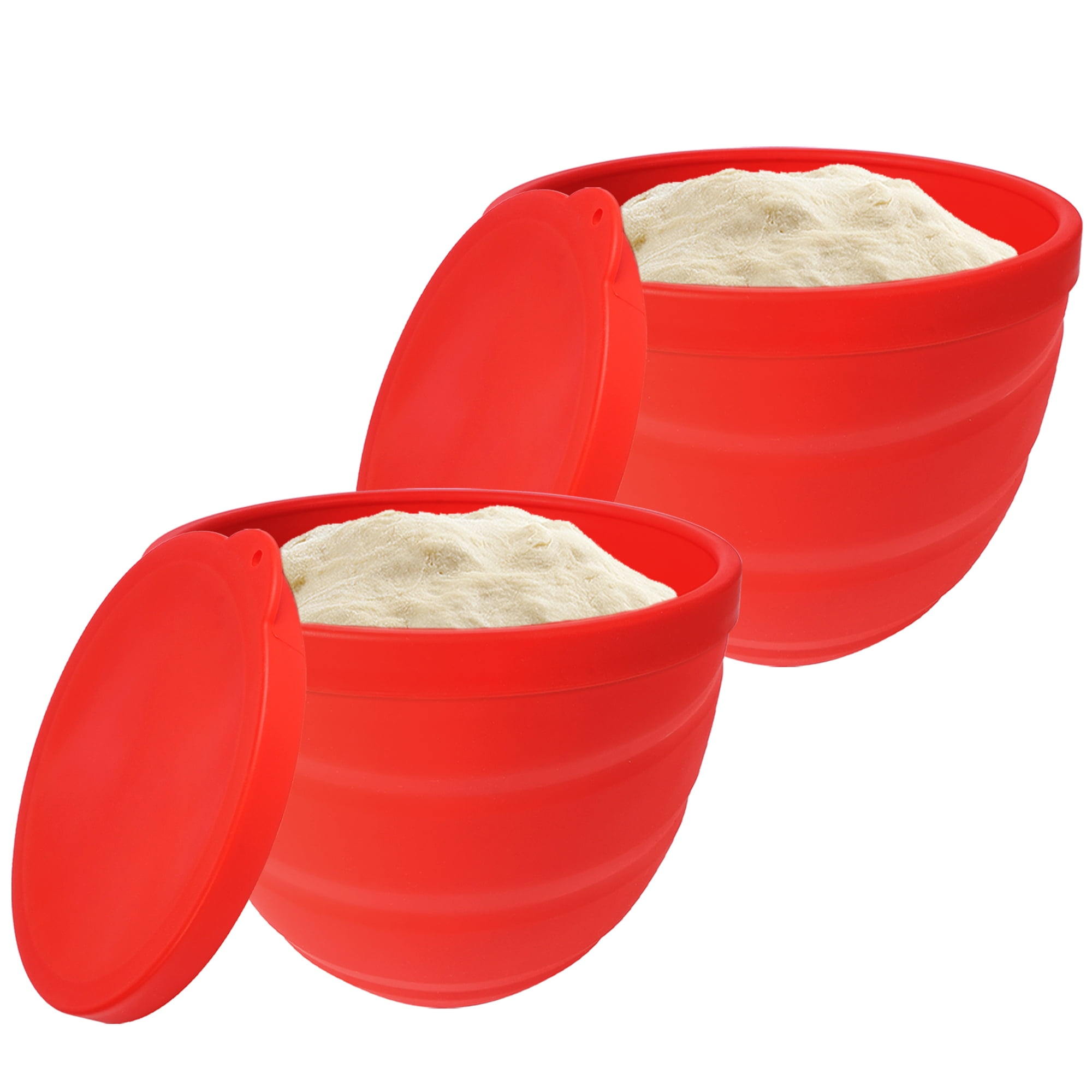 Teupoa 2 Set of Foldable 5QT Silicone Mixer Bowls for KitchenAid 5QT Tilt-Head Stand Mixer, Dishwasher Safe(Red)