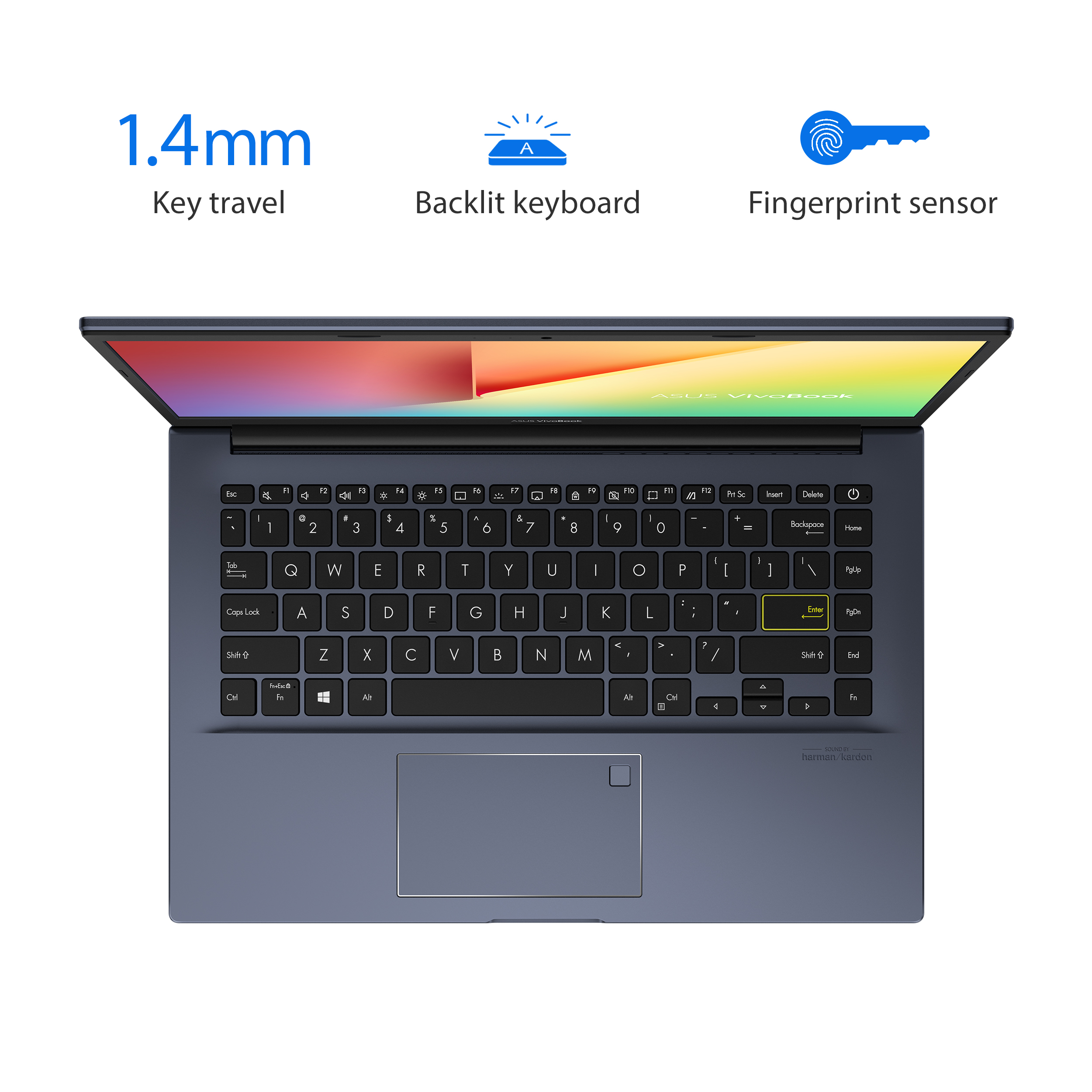 Asus VivoBook 14 Premium Thin and Light Laptop 14” FHD Display AMD 4-Core Ryzen 5 3500U 8GB DDR4 256GB SSD Backlit Keyboard Fingerprint USB-C HDMI Wifi6 Harman Win10 - image 3 of 6