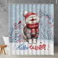thumbnail image 2 of Hello Winter Persian Smiling in Red Scarf Hat Welcome Christmas Shower Curtain Cat Lover Kitten Owner Gifts Waterproof Bathroom Bathtub Curtain - 00017, 2 of 5