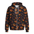 thumbnail image 3 of Men Halloween Full‑Zip Hoodie, Waffle‑Textured Long Sleeve Hooded Sweatshirt with Pockets, 3 of 4