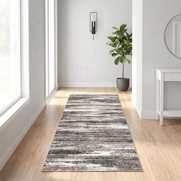 ICEANT 2'x6' Hallway Runner Rugs, Abstract Style Area rug with Non-Slip Backing, Washable Rug for Kitchen Entryway Bedroom Laundry Room, Grey