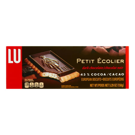 Lu Petit Ecolier Dark Chocolate 45% Cocoa European Biscuits, 5.29
