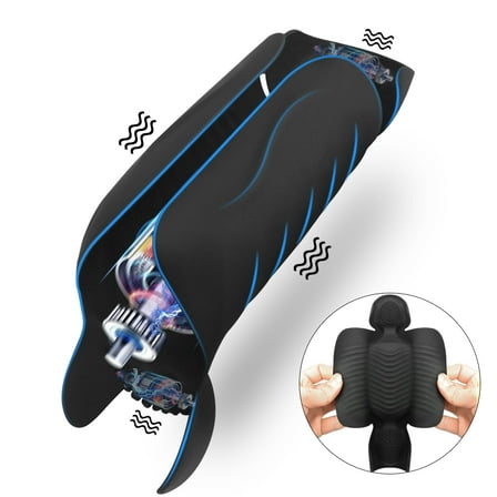 Xbonp Adjustable Male Masturbator Vibrator with 10 Vibrations, Mens Vibrating Sex Toy Black