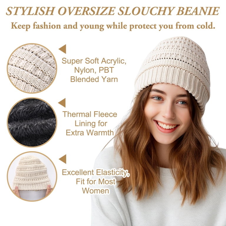 Winter Beanie Hat Scarf Gloves Ear Warmer Set Acrylic Fleece Knit TeqHome Beanie Gloves Neck Warmer Set with Warm Acrylic Knit  main image 4