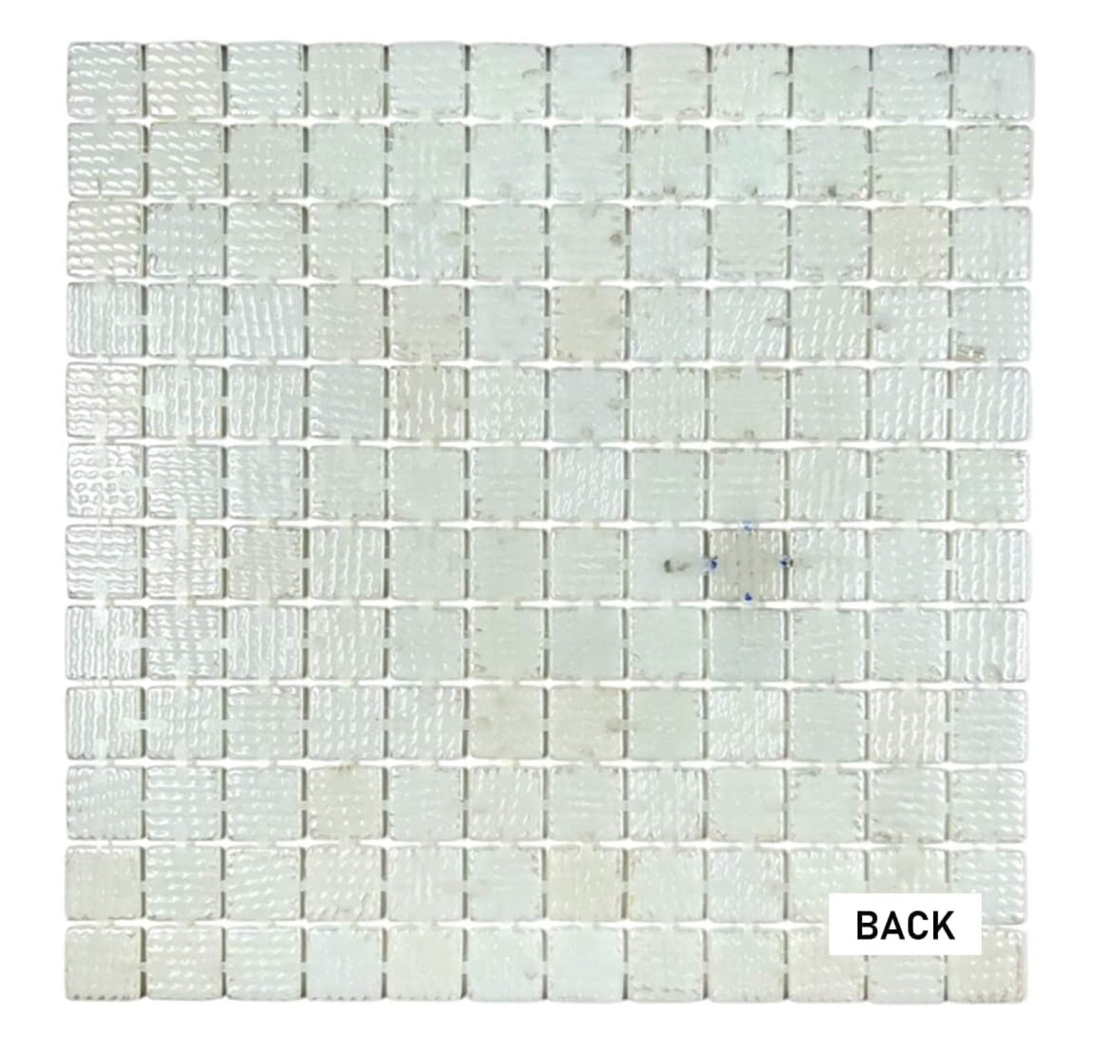 Square Iridescent Recycled Glass Mosaic Floor and Wall Tile for Kitchen Backsplash, Swimming Pool Tile, Bathroom Wall, Accent Wall, (Not Peel and Stick Tile) (1 Sheet, White)