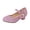 Pink, variant on Rainbow Glitter Mary Jane Dress Shoes for Girls with Rhinestone Bow Size 3, Big Kids Low Block Heel Princess Party Shoes