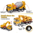 thumbnail image 4 of Ficcug 2 Pack Friction Powered Excavator Toys & Cement Mixer Trucks,Pull Back Construction Vehicle Toy for Boys Girls Toddlers Ages 3-6, 4 of 6