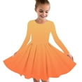 thumbnail image 2 of Odeerbi Kids Girls Skater Twirl A-Line Dress Long Sleeve Pleated Dancing Dress Spring Fall Gradient Dress Stretchy Twirly Skater School Recital Dress Kids Clothes Orange, 2 of 5