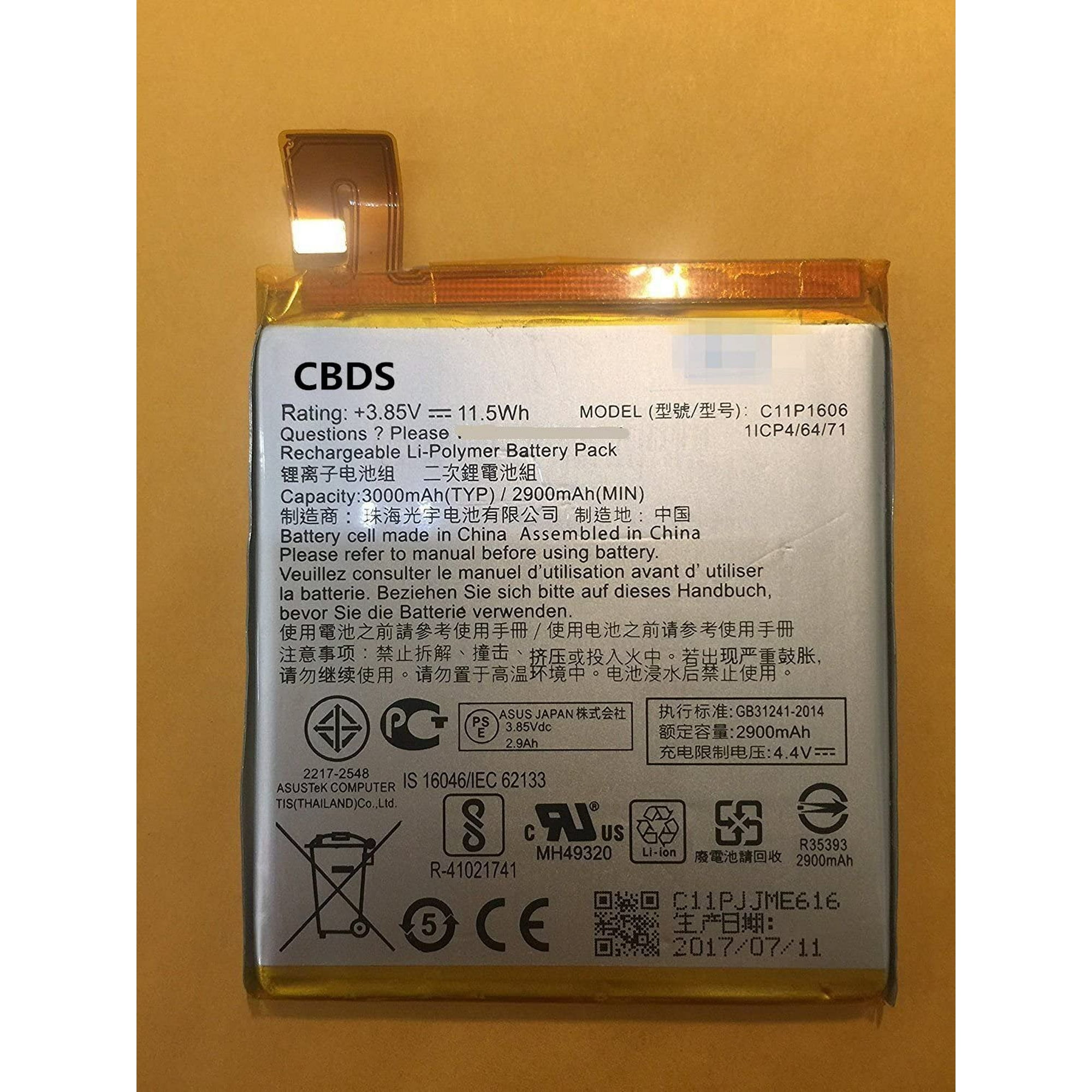 Cbds 2900mah 11 5 Wh Replacement Battery Compatible With Asus Zenfone 3 Laser Zc551kl C11p1606 In Non Retail Walmart Canada