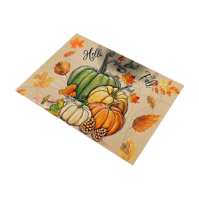 Kyusrd Décorations d'Halloween pour l'Intérieur et l'Extérieur Offres 2025! Napperon Cuisine Restaurant Citrouille Feuille d'Érable Citrouille d'Automne Halloween Action de Grâce Tapis de Restaurant 15.75x11.81 Po