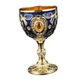 thumbnail image 4 of Fiocias Embossed Water Goblet Drinking Cup Collection Reusable Tableware Metal Cup Mini Gold Deep Blue, 4 of 9