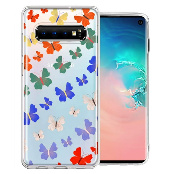 MUNDAZE For Samsung Galaxy S10 Plus Colorful Butterflies Design Double Layer Phone Case Cover