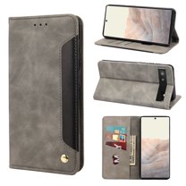 Feishell for Google Pixel 6A 6.1 inch Wallet Case,Shockproof Ultra Thin Premium PU Leather Magnetic Closure Card Slots Cash Pocket TPU Bumper Shock Absorbing Flip Kickstand Phone Cover,Gray