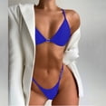 thumbnail image 2 of Gibobby Conjunto de bikini para mujer Verano damas sexy bikini color sólido dos piezas traje de baño playa traje de baño(Azul,CH), 2 of 5