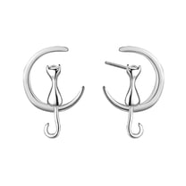 CILENON Dangle Fashion Personality Temperament Moon And Cat Earrings For Women Jewelry Gifts (White,One Size)