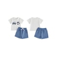 thumbnail image 2 of BemeyourBBs Kids Toddler Baby Boys Football Outfit Infant Baby Boy Summer Clothes Short Sleeve Tractor Soccer T-shirt with Elastic Waist Pockets Shorts Set Toddler Summer Outfit, 2 of 9