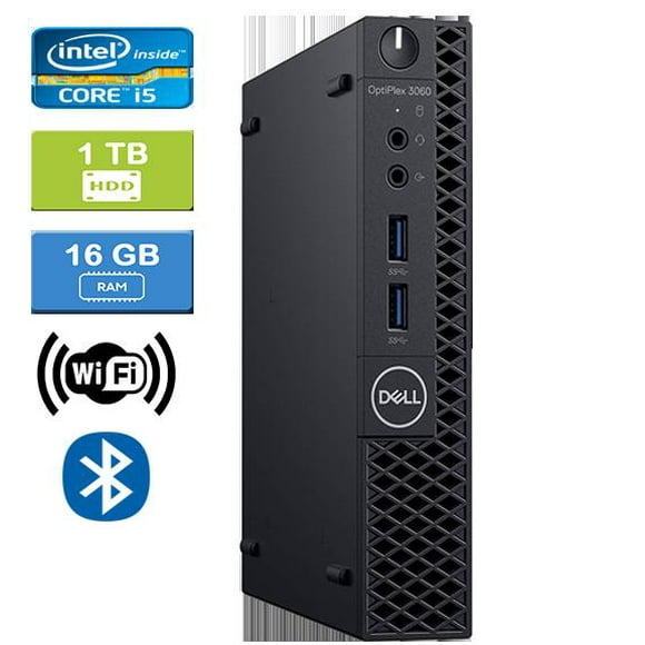 Refurbished: DELL 3060 MICRO Intel Core i5-8500T 2.10 GHz, 16GB, 1TB HDD, Win 10 Home