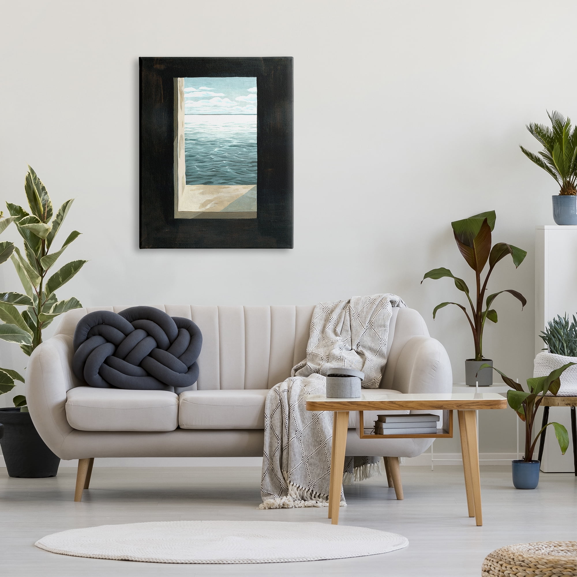 Stupell Industries Lighthouse Window Stormy Sky Nautical Ocean Waves, 30 x 40, Design by Grace Popp