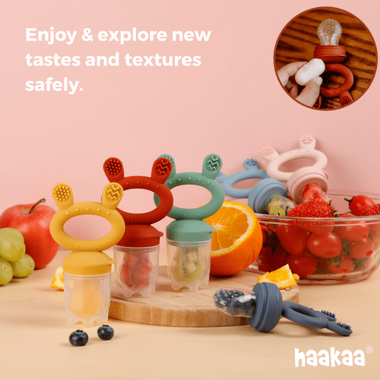 Haakaa Fresh Food Feeder & Cover Set - Blush, Pink