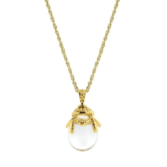1928 Jewelry Clear Glass Egg Pendant Necklace For Women 30"