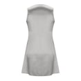 thumbnail image 5 of Women Square Neck Silk Satin Sleeveless Dress With Pockets Gray M, 5 of 6