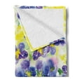 thumbnail image 2 of Watercolor Flower Soft Flannel Fleece Blanket, Butterfly Violet Field Garden in Vivid Colors Nature Environment Print, Cozy Plush for Indoor and Outdoor Use, 50" x 70", Yellow Purple, by Ambesonne, 2 of 5