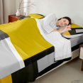 thumbnail image 4 of Manfei Abstract Geometric Queen Sheets, Yellow Gray Black WhiteSquare Queen Sheet Sets, Black Reversible 4-Piece1 Flat Sheet + 1 Fitted Sheet + 2 Pillowcases, 4 of 6
