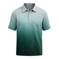thumbnail image 7 of KLHDSF Men's Polo Shirts Short Sleeve Gradient Color Gym Workout Golf T-Shirt Casual Fashion V Neck Button Down Tops 2026 Cyan XL, 7 of 7