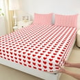 thumbnail image 3 of Manfei Cute Heart Print Twin Sheet Sets for Girls, Red White Twin Fitted Sheet, Love Theme Flat Sheet, Luxury Bedroom Decor 3pcs, 3 of 7