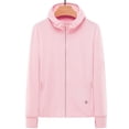 thumbnail image 2 of Kmbangi Female Solid Color Long Sleeve Hooded Tops Jacket with Zipper Pockets, 2 of 5