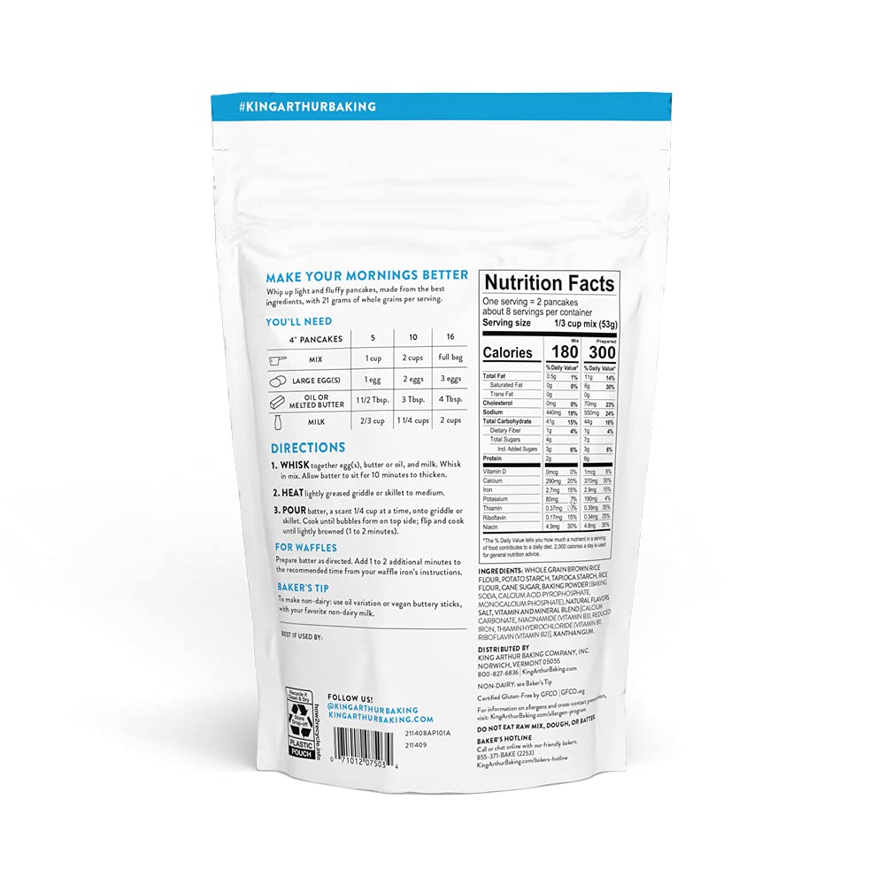 King Arthur Flour, Gluten Free Pancake Mix, 15 Oz (Pack of 3)