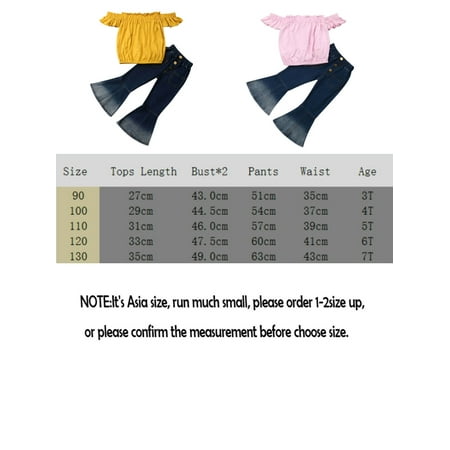 Wsevypo 2pcs Toddler Kids Baby Girl Summer Off Shoulder Tops Button Denim Pants Outfits Party Clothes Walmart Com Walmart Com