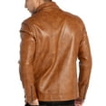 thumbnail image 2 of WULFUL Men's Stand Collar Leather Jacket Motorcycle Faux Leather Jackets Outwear, 2 of 6