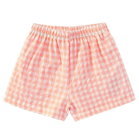 Xudanell Bike Shorts for Girls Little Girl Outside Wear Shorts Bottoms Versatile Plaid Cool Shorts Girls Softball Pants Pink 7-8 Years