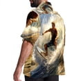 thumbnail image 3 of Surfing in Summer Men's Casual Printed Button Down Short Sleeve Spread Collar Beach Shirts for Summer, Unisex, 3 of 6