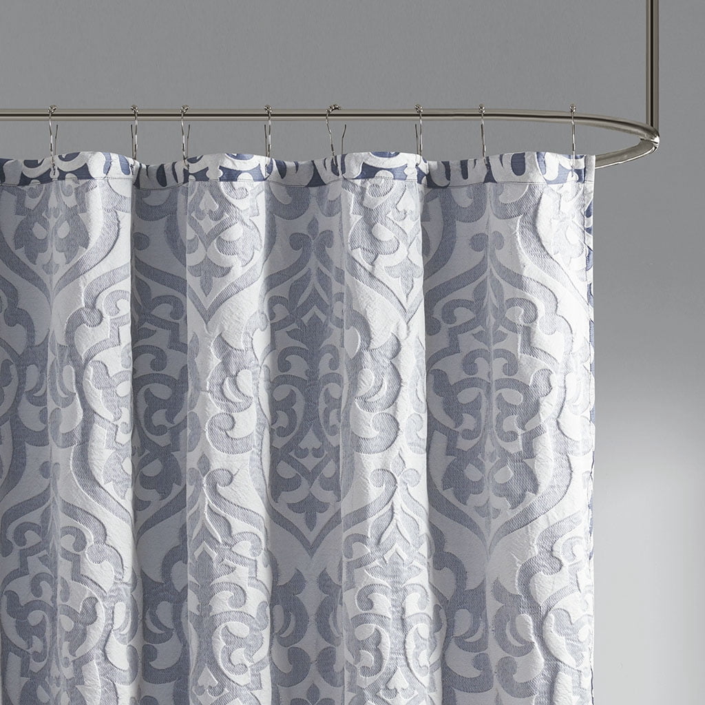 MAYEERTY Jacquard Shower Curtain, 72" x 72", Silver, Cotton