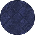 thumbnail image 1 of Ahgly Company Machine Washable Indoor Round Transitional Night Blue Area Rugs, 3' Round, 1 of 7