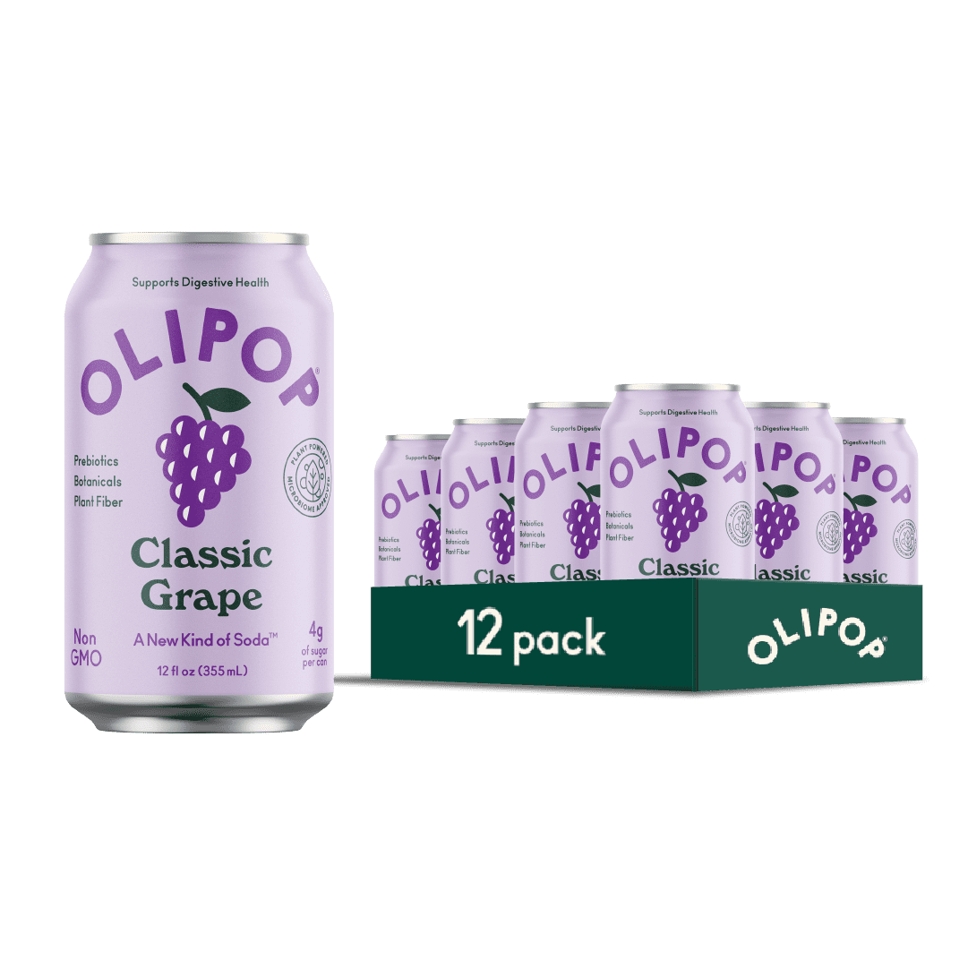 OLIPOP Classic Grape, A New Kind of Soda, 12 fl oz (12 pack)