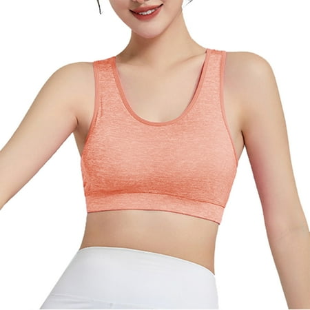 Puawkoer Women s Solid Color Fashion Sports Bra Pack Proof Running Back Yoga Running Sports Bra Vest High Strength No Women s Sports Bras Underwire Push Up Sports Backless Bra
