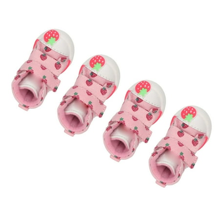 Dog Shoes Slip Resistant Breathable Canvas Cute Strawberry Dog Boots for Small Dogs Teddy Bichon Pomeranian 5