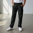 thumbnail image 2 of School Uniforms for Boys Elastic Waist Pull On Chino Pants with Pockets Straight Pants Black Pants for Boys Uniform Back To School Clothes for Boys Teen Boys Clothes 13-14 Years, 2 of 7